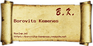 Borovits Kemenes névjegykártya